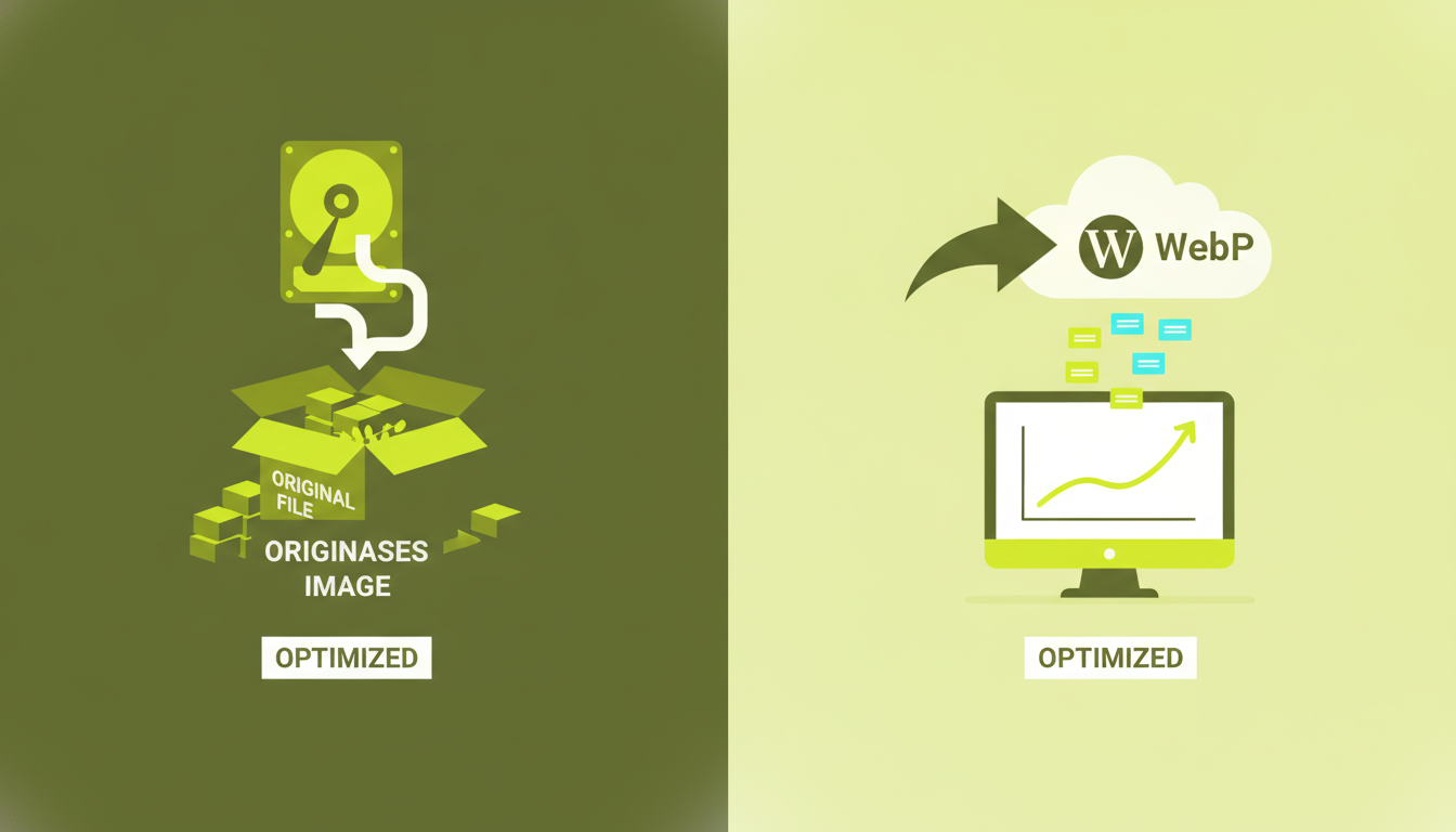 Comparació visual entre un arxiu pesat sense comprimir i WebP optimitzat
