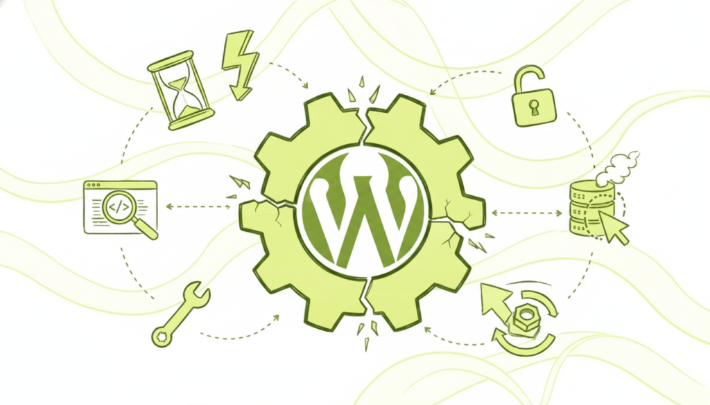 Servidor web lento con indicador de carga y error técnico visible