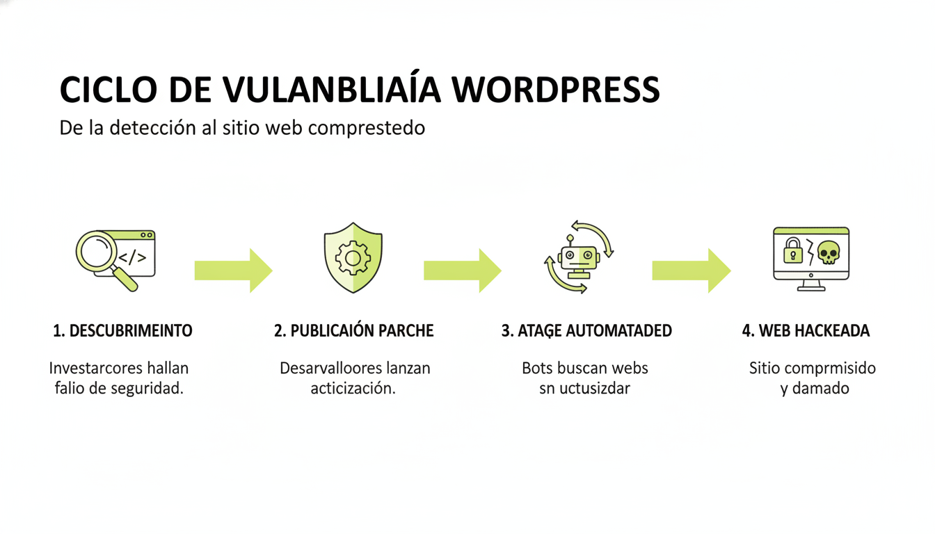 Cicle de vulnerabilitat WordPress: descobriment, pedaç, atac i hackeig