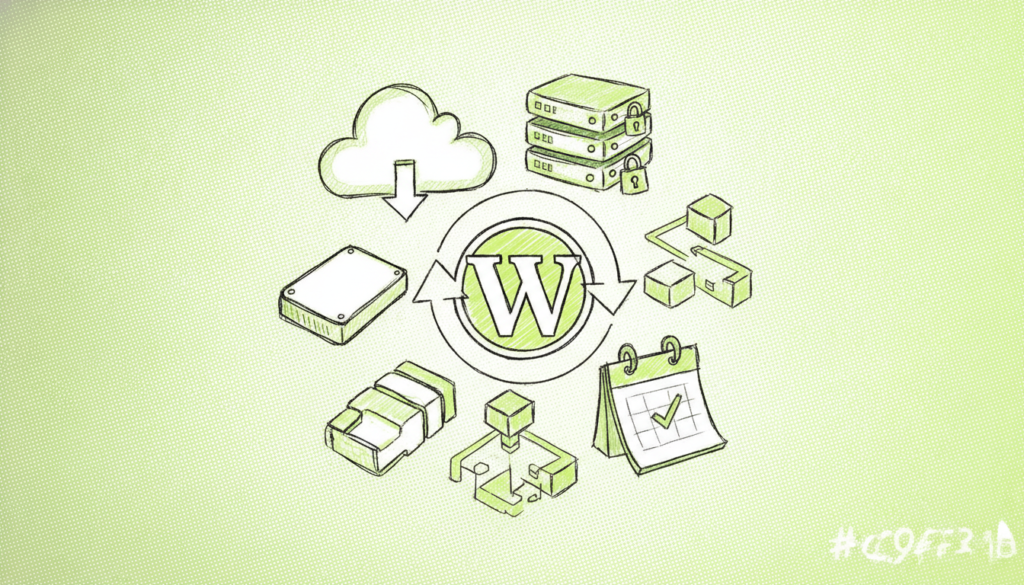 Portada profesional sobre copias de seguridad y backup para WordPress
