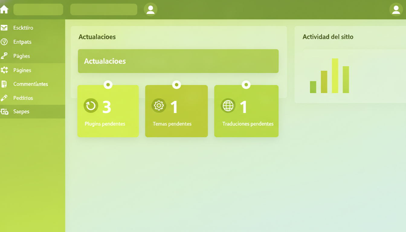 Panell d'administració WordPress amb notificacions d'actualització pendent