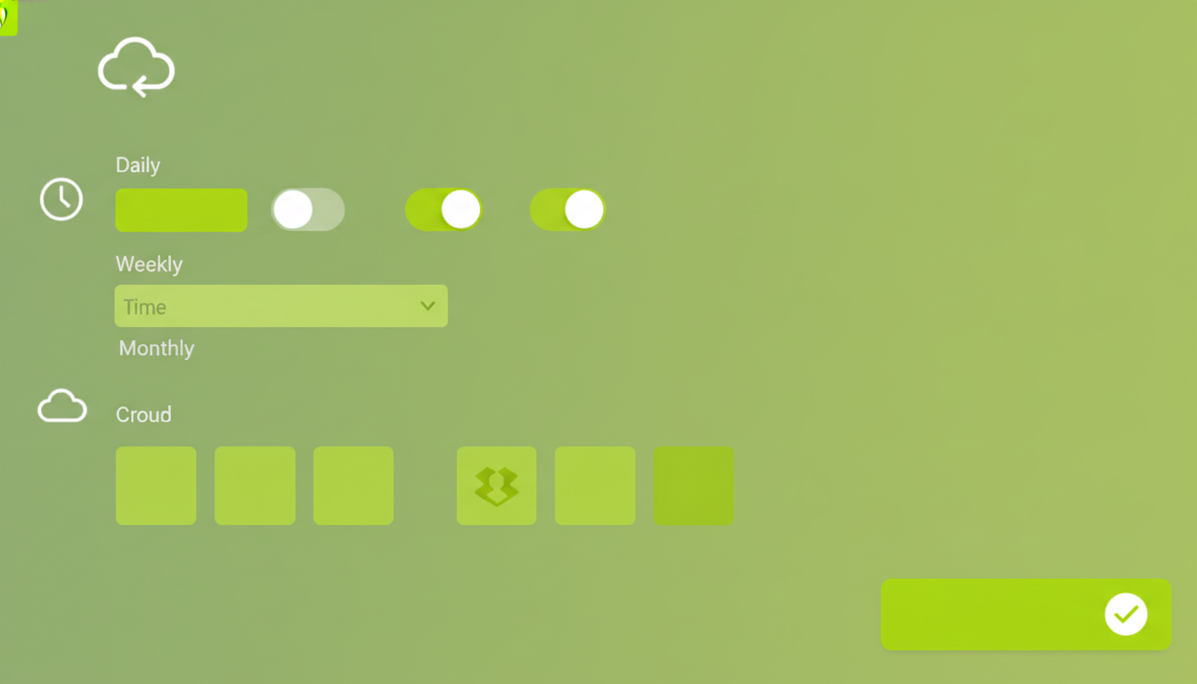 Panell de configuració plugin còpies de seguretat WordPress amb opcions al núvol